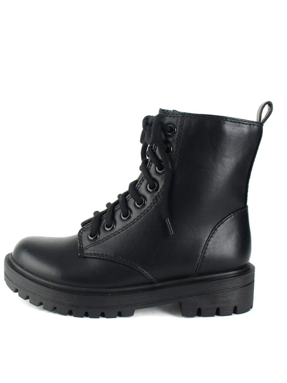 FIRM - Lug Sole Combat Ankle Bootie Lace up w/Side Zipper